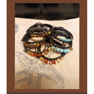 Βραχιόλι δερμάτινο με πέτρες