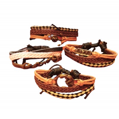 Βραχιόλια με δέρμα-ύφασμα-μέταλλο