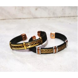 Βραχιόλι δέρμα μπρούτζος αλπακάς