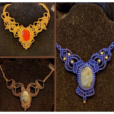 Κολιέ Macrame πέτρες μεγάλες