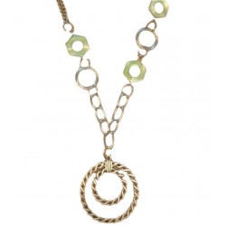 Long necklace, mother-of-pearl metal
