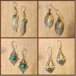 Σκουλαρίκια επάργυρα με ημιπολύτιμους λίθους